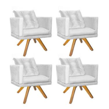 Imagem de Kit 04 Poltrona Milena Confort Base Giratória Caramelo Com Almofada Sa