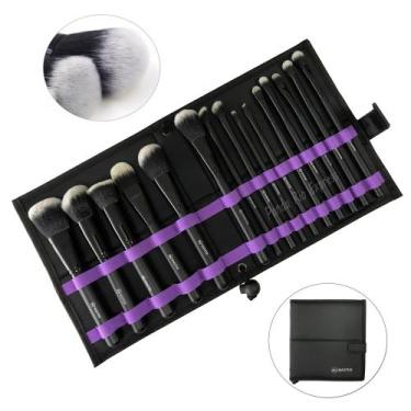 Imagem de Kit Com 15 Pincéis Para Maquiagem Profissional Com Estojo Conjunto - P