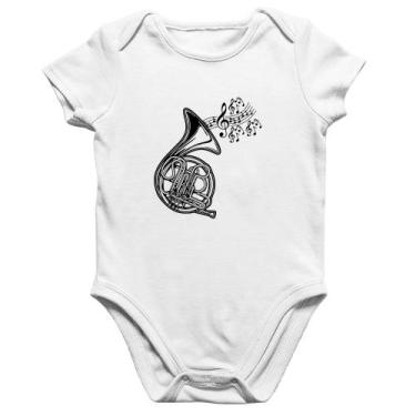 Imagem de Body Bebê Algodão Trompa Notas Musicais - Foca na Moda, Branco, GG