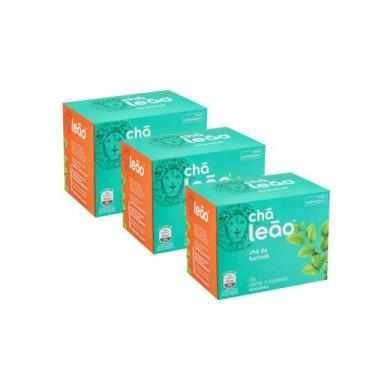 Imagem de Chá Leão De Hortelã Com 15 Saquinhos kit 3, Bebida Quente Fria Suco Su