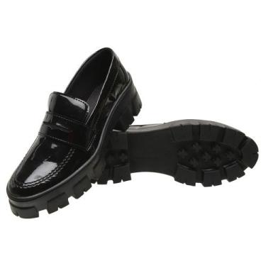 Imagem de Sapato Feminino Mocassim Tratorado Oxford Loafer Casual - Bootz, Preto