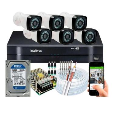 Imagem de Kit 6 Câmeras de Segurança hd Dvr intelbras full hd 8ch mhdx C/hd