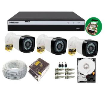 Imagem de Kit 3 Cam 1080P 2MP Fullhd Dvr Mhdx 3104 Full Hd C/ Hd - Intelbras