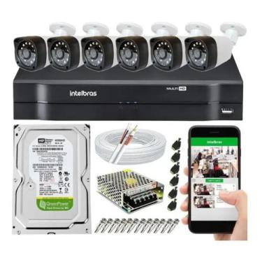 Imagem de Kit Cftv 6 Câmeras Segurança Ahd 720 Dvr Mhdx Multi Hd  Intelbras