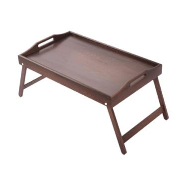 Imagem de Ｂｅｓｇａ Bandeja de madeira para cama, mesa para comer com alças, mesa de pé para sofá, pernas dobráveis ​​portáteis, suporte para laptop, Marrom
