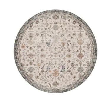 Imagem de HJZSZX Tapete redondo vintage, tapetes decorativos artísticos para sala de estar, tapetes laváveis e fáceis de limpar, sofá, quarto, tapete de brincar, YY008, J, diâmetro 260 cm