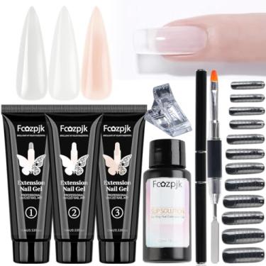 Imagem de Fcozpjk Poly Extension Gel Nail Kit, Clear White Pink Builder Nail Gel Kit With Slip Solution Dual Nail forms, Nail Clips for Poly Gel, Nail Starter Kit, Home Manicure Set
