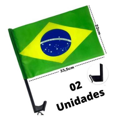 Imagem de Kit 2 Bandeira Do Brasil Para Vidro Do Carro Caminhão Picape Caminhone