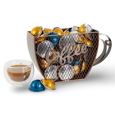 Imagem de Made Easy Kit Organizador de cápsulas de café compatível com Nespresso Vertuo e Original – Suporte de escultura de bancada estilo cesta para café bar, estação de canto e área de descanso (caneca