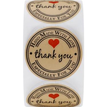 Imagem de 1000 peças feitas à mão com adesivos de amor, adesivos redondos grandes de 3,8 cm, etiquetas de engarrafamento de conservas para embalagens de produtos assados, geleia, potes de pedreiro, suprimentos