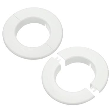 Imagem de PATIKIL Flange dividida na parede 3,2" (82 mm), 2 peças redondas destacáveis placa escudo fivelas tampa de tubo de água para cozinha banheiro ar condicionado braço tubo torneira decoração, branco