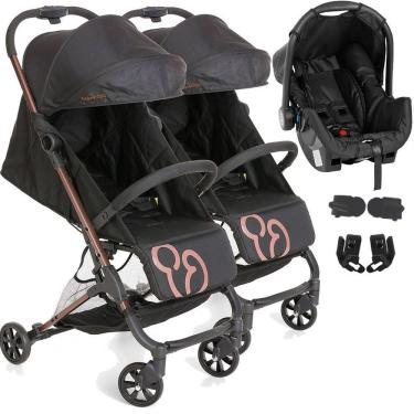 Imagem de Carrinho para Gemeos com Bebe Conforto Galzerano Duolee Cobre
