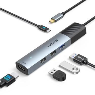Imagem de MOKiN Hub USB C, adaptador USB CMultiport 5 em 1 8K HDMI (DP1.4 com DSC), 100W PD, 3 portas de dados USB-A, dongle USBC para MacBook Pro/Air, iPad Pro, iMac, iPhone 15 Pro/Pro Max, XPS, Dell, Lenovo