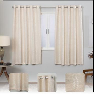 Imagem de Cortina Tecido Jacquard Para Janela 2,80x1,70 Semi Blackout Indicada para Varão de até 2,00 metros (Palha)