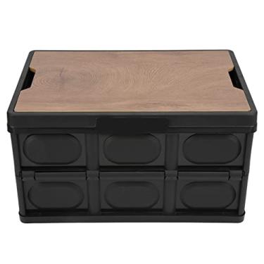 Imagem de Lixeira de Armazenamento de Preços de 30L, Caixa de Armazenamento Dobrável de Grande Capacidade Com Tampa para Acampar para Ambientes Externos Internos (Preto)