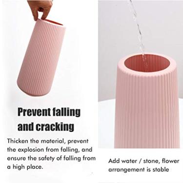 Imagem de Vaso Moderno, Material de Alta Qualidade, Decoração Vaso de Flor de Plástico Branco Azul Rosa 6.1 * 12 * 4.3 Polegadas para Sala de Estar, Quarto, Vaso de Mesa de Jantar Com Galhos,