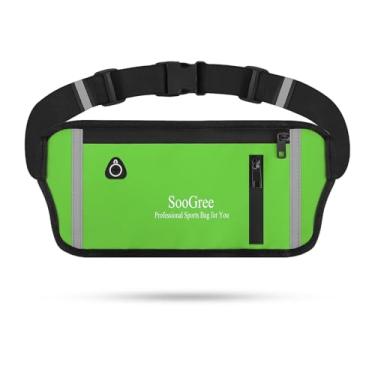 Imagem de SooGree Pochete de corrida para homens e mulheres, pochete resistente, bolsa de cinto de dinheiro para caminhadas, ciclismo, treino, suporte de telefone de academia com alça ajustável, GSP1187-Verde