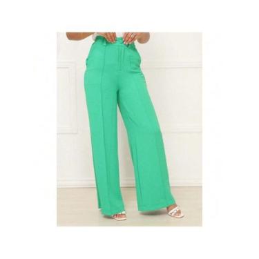 Imagem de Calça Social Alfaiataria Wide Leg Colorida - NoBrand, Verdementa, M