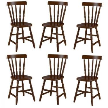 Imagem de Conjunto 6 Cadeiras Madeira Eucalipto Castanho Piratini - PIRATINI MÓV