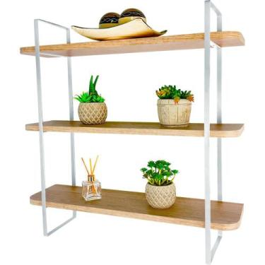 Imagem de Prateleira Nicho De Parede Tripla SLIM Em Aço e Madeira Modelo Industr