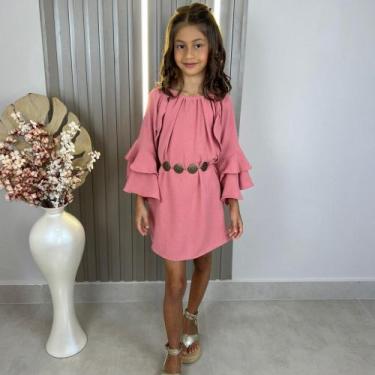 Imagem de Vestido Para Meninas Inverno Manga Longa Vestido Babado Estilo Boho Ch