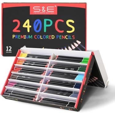 Imagem de S & E TEACHER'S EDITION Lápis de cor 240 peças, grafite super macio pré-afiado, lápis de cor infantil, lápis de desenho, grafite de madeira, material escolar a granel