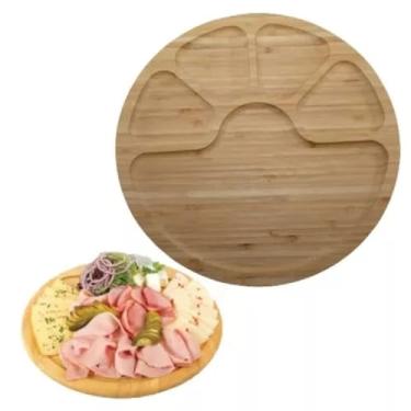 Imagem de Petisqueira de Bambu 5 Divisórias Bandeja Tábua Petiscos