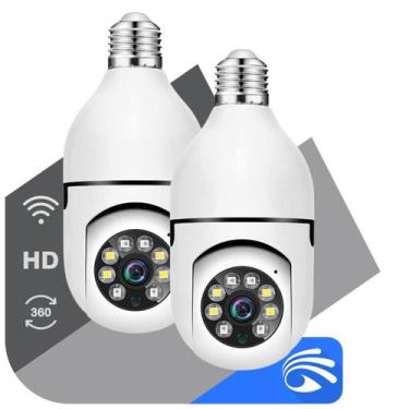 Imagem de Kit 2 Câmera Segurança Prova D'água Infravermelho Lâmpada Sem Fio Wifi