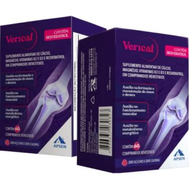Imagem de Verical kit c/2 cxs c/60 cprs cada - resvertrol + cálcio ossos fortes 