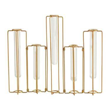 Imagem de IEUDNS Vaso de flores hidropônico, arranjo floral, flores secas, decoração, plantador, linha geométrica, moldura para estante, inauguração de casa