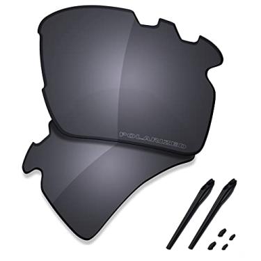 Imagem de SAUCER Lentes de reposição premium e kits de borracha para óculos de sol Oakley Flak 2.0 XL ventilados OO9188 de alta definição - Escudo preto polarizado