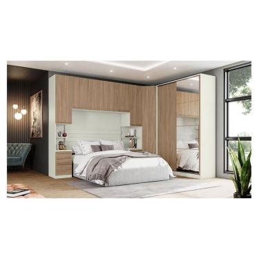 Imagem de Quarto Modulado Casal Ambiente Composição 1 New Predileto 5 Peças Areia Jequitibá - Henn