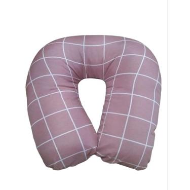 Imagem de Almofada descanso para pescoço tamanho adulto com enchimento fibra siliconadaAlmofada descanso para pescoço tamanho adulto com enchimento fibra siliconada (Grid rose)