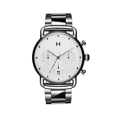 Imagem de MVMT Relógio analógico Blacktop II - cronógrafo vintage - resistente à água 5 ATM/50 metros - relógio masculino minimalista premium - aço inoxidável - 42 mm e 47 mm, Prata Starlight, 47 MM, Blacktop