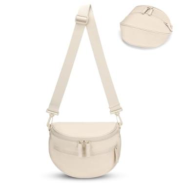 Imagem de FODOKO Bolsa transversal quadriculada preta e branca para mulheres, pochete quadriculada, carteiras, bolsa de cinto pequena e despojada, Bege2, Bolsa tiracolo quadriculada