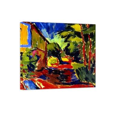 Imagem de Pinturas Famosas Arte Parede-Imagens em Tela-Landscape with House and Trees-Pôster e Impressões para Sala de Estar Quarto Casa 20x25cm8x10in Tela Embrulhada