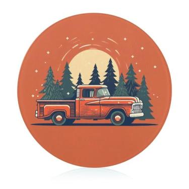 Imagem de Tábua de cortar para cozinha, antiderrapante, resistente ao calor, fácil de limpar, caminhonete vermelha, tábua de transporte - Presente de cozinha ideal para cozinheiros domésticos