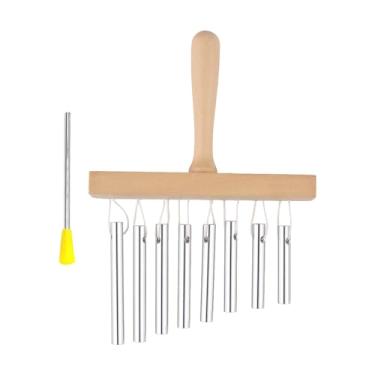 Imagem de Bar Chimes Percussão Instrumento 8 Tone Sinos de Mão com Knock Stick Premium Birch Wood Solid Aluminum Tube Windchime para amantes de música Iniciantes Ban Performances Classroom (Prata)