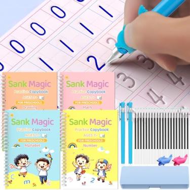 Imagem de WANFRES O conjunto de prática de caligrafia é adequado para iniciantes de 3 a 8 anos, ajudando crianças a dominar rapidamente a prática do jardim de infância ao ensino fundamental! (conjunto de 4