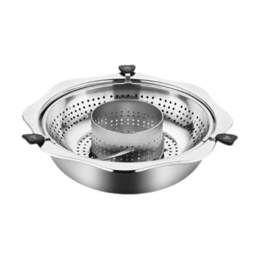Imagem de AFXGUSD Panela Elétrica Giratória com Divisória, Utensílios de Cozinha, Placa de Aquecimento, Tigela de Sopa, para Restaurante, Festa, com soco, 36cm