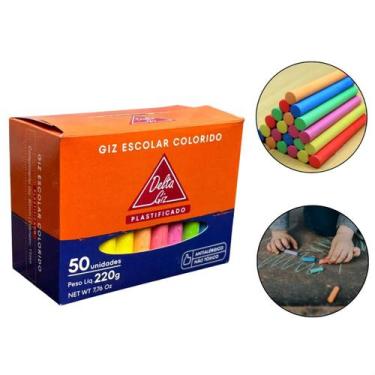 Imagem de Giz Escolar Delta Colorido Caixa com 50 Unidades Sortidas
