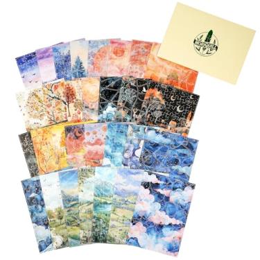 Imagem de Moriquill Adesivos Washi de quebra-cabeça pré-cortados de 30 folhas, designs de paisagem sazonais, graváveis com suporte adesivo para scrapbooking, Bullet Journal, colagem DIY