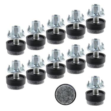 Imagem de FarBoat 12 peças de pernas de móveis de plástico com base de feltro M6 x 20 mm parafusos parafusos pés de mesa para cadeira (diâmetro 2,5 cm)
