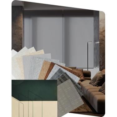 Imagem de Yoolax Persianas motorizadas com controle remoto, persianas inteligentes de filtragem de luz compatíveis com Alexa Google Home, persianas automáticas para sala de estar com Windows, amostra de tecido