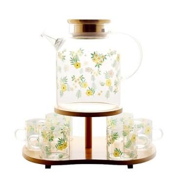 Imagem de Conjunto de jarra de água Conjunto de chaleira fria de vidro perfumado bule de chá de frutas resistente ao calor máquina de chá de grande capacidade água fervente jarro de suco jarro de água jarro com