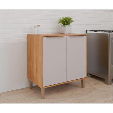 Imagem de Balcão de Cozinha 80cm Divina Celeste 100% MDF 2 Portas Cinamomo Off White MGM Moveis