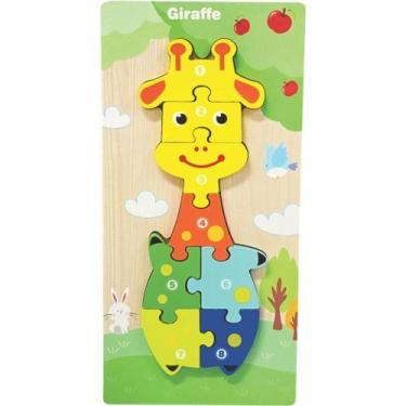 Imagem de QUEBRA-CABEÇA Madeira Girafa 1 Base com 8 Peças em MDF 3D - Toy MIX