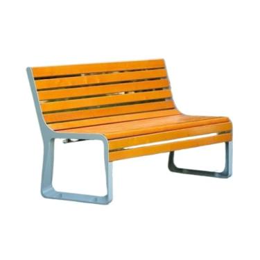 Imagem de ZzleoyuUUs-12 Banco de jardim ao ar livre, cadeira de parque com encosto, banco externo, moldura de alumínio, placa de assento de madeira, área de descanso, banco de pátio (médio)