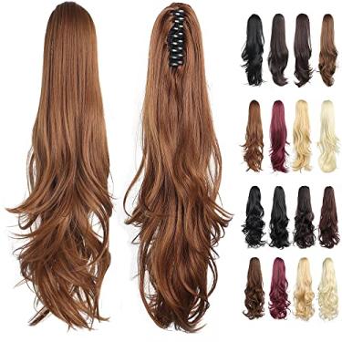 Imagem de Extensão de rabo de cavalo, extensões de cabelo loiro HSPJHTM, garra de extensão de rabo de cavalo para mulheres, cabelo cacheado, 61 cm, extensões de cabelo de rabo de cavalo sintético muito longas e volumosas, linho, ondulado, resistente ao calor