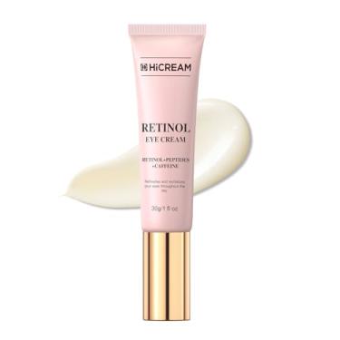 Imagem de Hicream Creme para os olhos para linhas finas, rugas, olheiras e inchaço – Creme antienvelhecimento para os olhos com retinol e cafeína – Hidratante e Suavizante – Fórmula suave para todos os tipos de